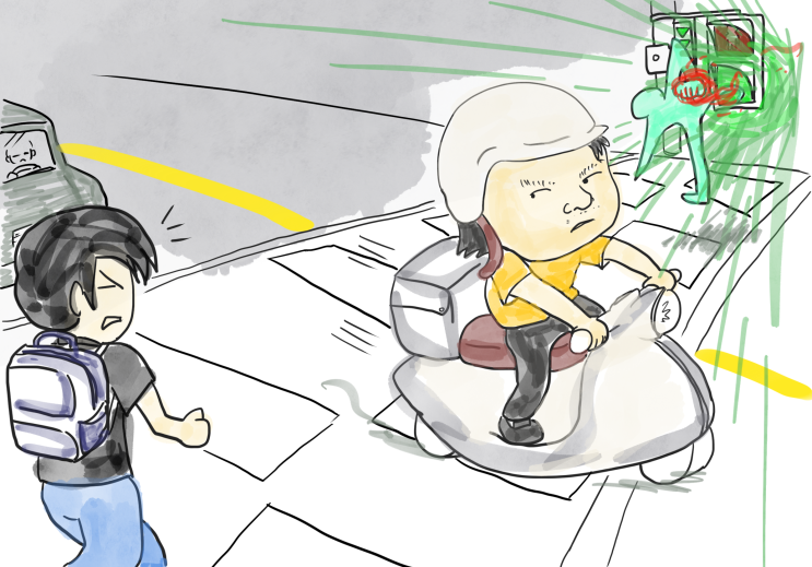  [불만] 배달 오토바이는 멈추지 않아!(파란불인데!)