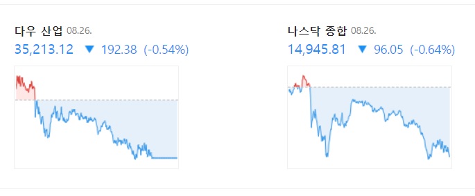 <뉴욕 증시> 파월의 잭슨홀 연설 앞두고 조정 <뉴욕 증시> 파월의 잭슨홀 연설 앞두고 조정