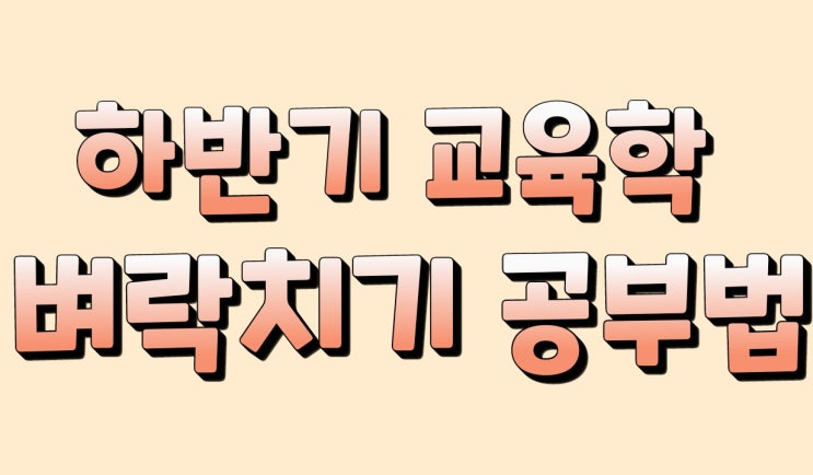  교육학 벼락치기 공부법 권지수교육학