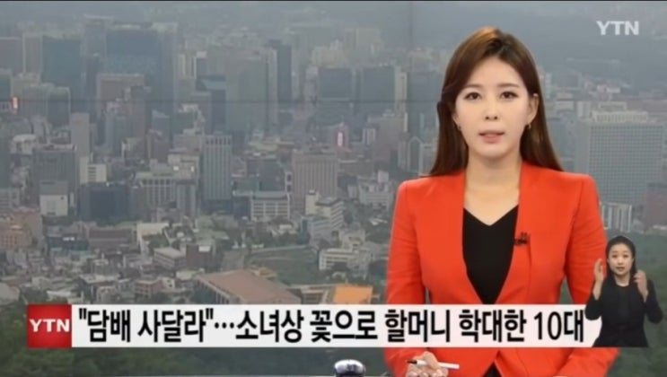  담배 안사준다고 소녀상 꽃으로 할머니 학대한 10대