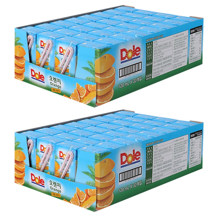 리뷰가 좋은 Dole 오렌지 주스 120ml x 32 x 2박스, 64팩 추천합니다