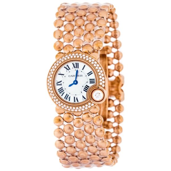  인지도 있는 123615 / Cartier Ballon Blac WHT Pearl DIA Women 18KT Rose Gold Watch WE902057 New ···