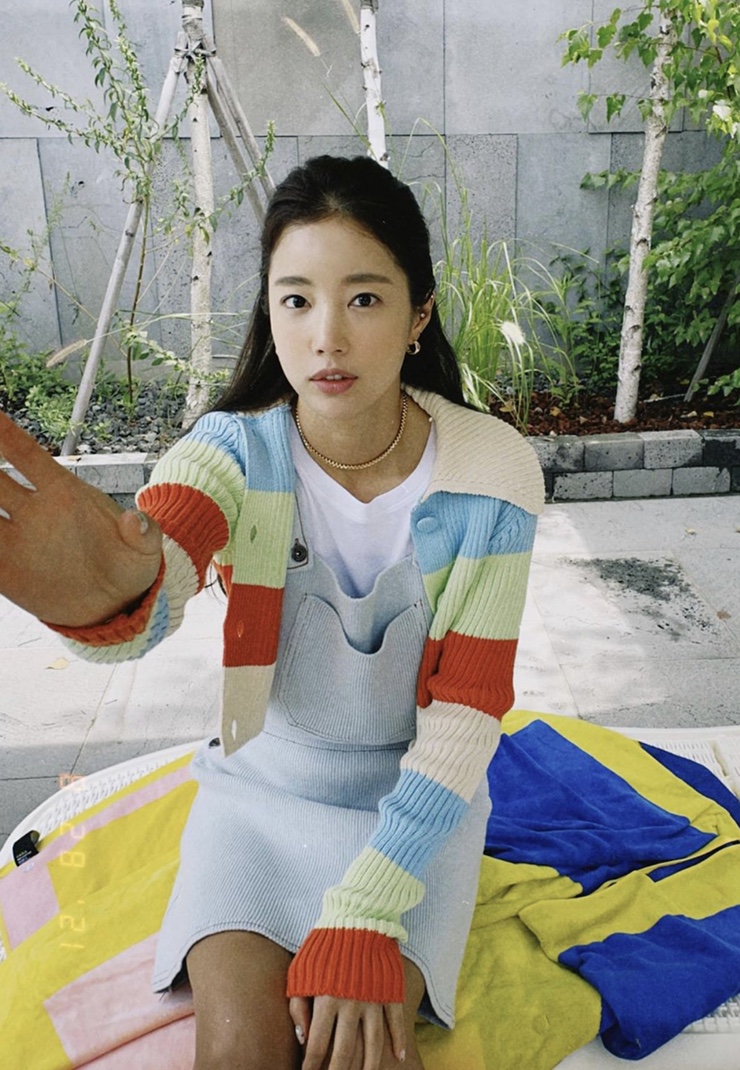  기은세 인스타그램 무지개 가디건: 자라 스트라이프 리브드 니트 가디건