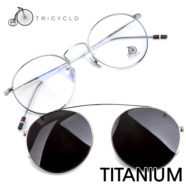 인기 급상승인 트리시클로 IP도금 티타늄 렌즈 안경테 선글라스 TRITI200-01-SSVCL-BKZ(51) ···