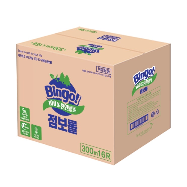 인기 많은 빙고 천연펄프 2겹 점보롤 300m, 16롤, 1팩 좋아요 인기 많은 빙고 천연펄프 2겹 점보롤 300m, 16롤, 1팩 좋아요