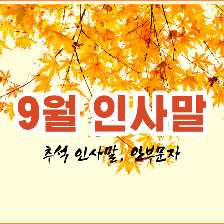  9월 인사말 가을 안부문자 및 추석 명절 인사말 문구모음 전해 봅니다.