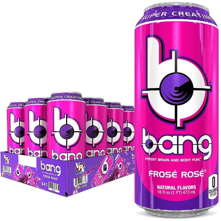 인기 급상승인 Bang 뱅 에너지 드링크 프로즈 로즈 무설탕 제로칼로리 수퍼 크레아틴 각473ml 12팩, 1개, 1ml 추천합니다 인기 급상승인 Bang 뱅 에너지 드링크 프로즈 로즈 무설탕 제로칼로리 수퍼 크레아틴 각473ml 12팩, 1개, 1ml 추천합니다