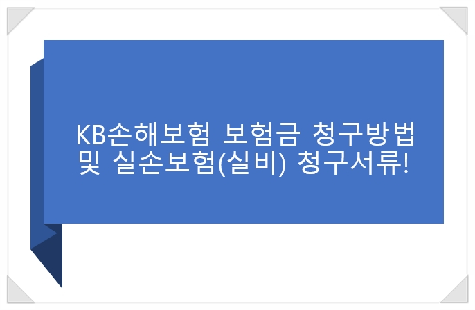  KB손해보험 보험금 청구방법 및 실손보험(실비) 청구서류!