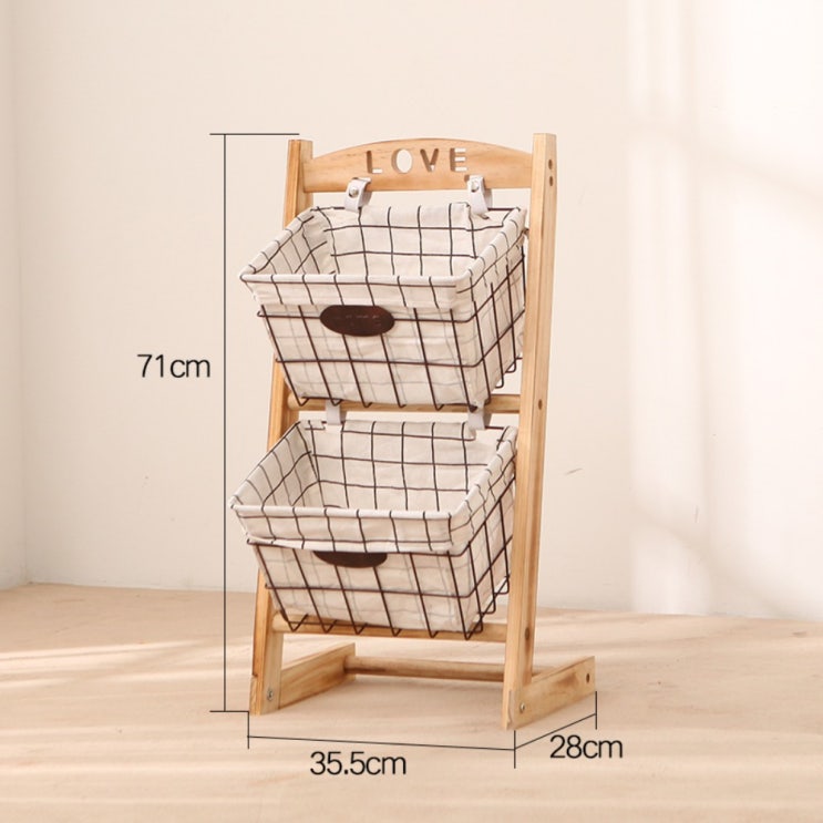 많이 찾는 거실 다용도 바구니 선반 장난감 소품 수납대 스탠드식 가구 수납함 공간 절약 사다리형, 2단화이트체크스노우븐개 추천합니다