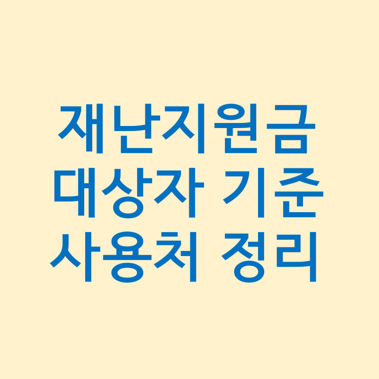  재난지원금 대상자 기준, 일정, 사용처 정리