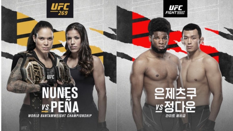 정다운 vs 케네디 은제추쿠 10월 17일/UFC 269 아만다 누네스 vs 줄리아나 페냐 MMA 뉴스