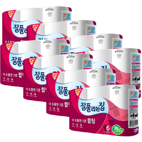 가성비갑 잘풀리는집 더도톰한 3겹 퀼팅 롤화장지 25m, 6롤, 8개 ··· 가성비갑 잘풀리는집 더도톰한 3겹 퀼팅 롤화장지 25m, 6롤, 8개 ···