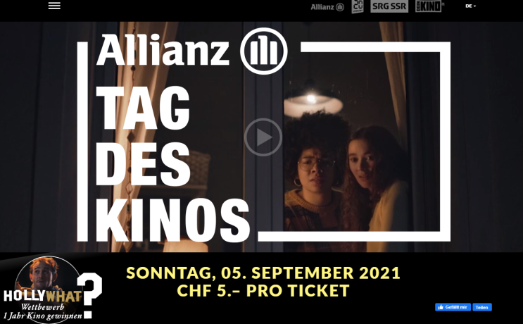 스위스 영화 티켓이 단돈 5프랑? 1년에 단 한번, 9월 5일 알리안츠 무비 데이 (Allianz Kino Tag)