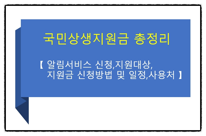  국민상생지원금 총정리              【알림서비스 신청,지원대상,지원금 신청방법 및 일정, 사용처】