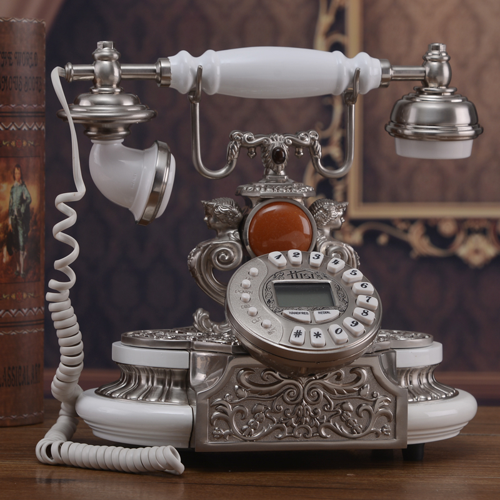 의외로 인기있는 빈티지 레트로 엔틱 유선 전화기 순수 금속 유럽 골동품 미국 전화 복고풍, 루브르 (흰색) 추천해요