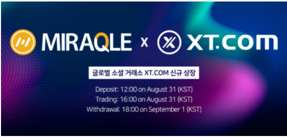 미라클코인(MQL), XT 거래소 상장으로 글로벌 마켓 공략 시동