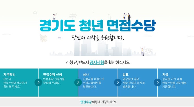  경기도 청년(만39세 이하) 구직자분들, 면접수당 30만원 지원받으세요. 온라인신청방법