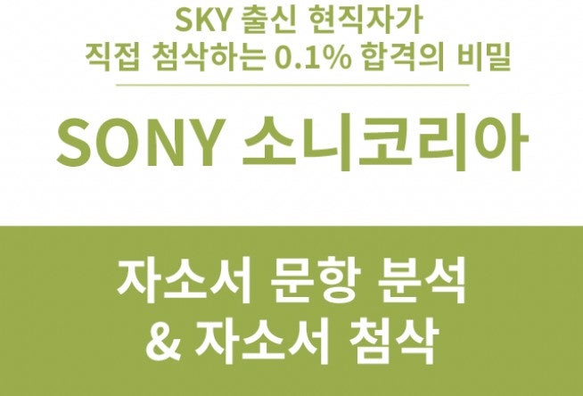 SONY 소니코리아 채용 자소서 첨삭, 세일즈마케팅 엔지니어 기업문화 최신이슈