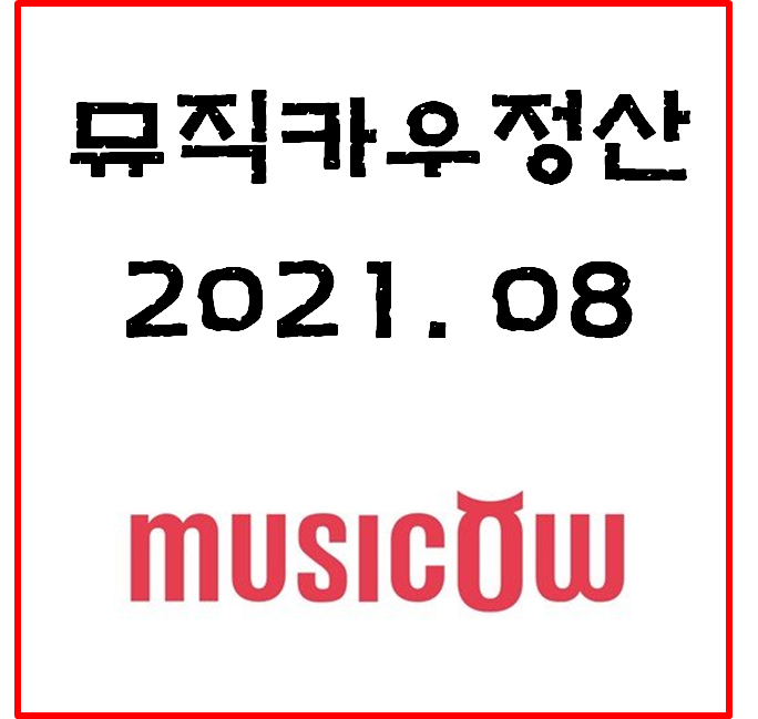 2021년 8월 뮤직카우 정산 #음악저작권투자#월저작권료#MUSICOW#수익실현#투자팁