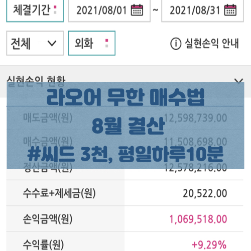  [라오어 무한매수법]8월 손익 결산