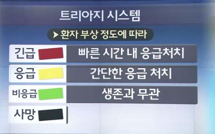  응급실 환자중증도분류 트리아제triage체계시스템 응급처치환자순서 격리실처치실