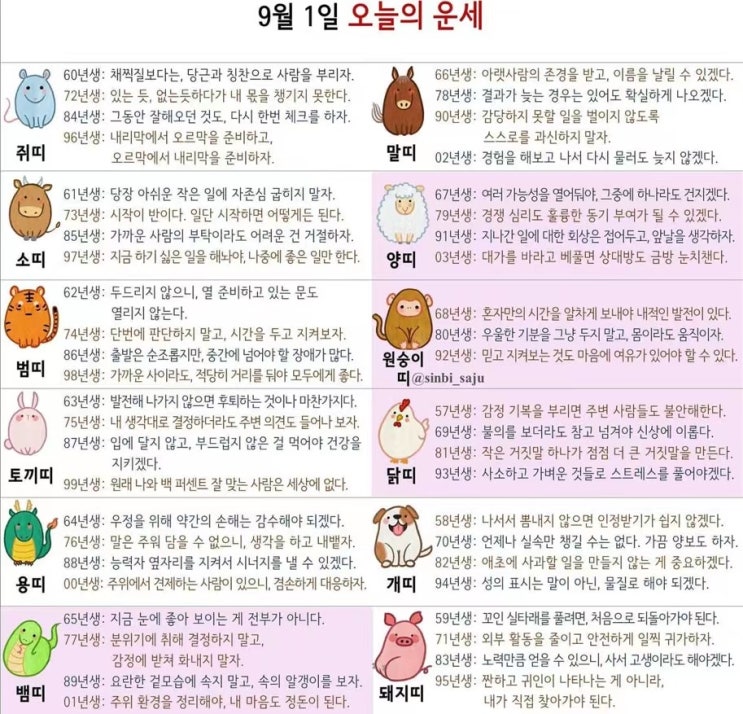 2021년 09월 01일 오늘의 운세 ! 띠별운세 ! 별자리운세! 2021년 09월 01일 오늘의 운세 ! 띠별운세 ! 별자리운세!
