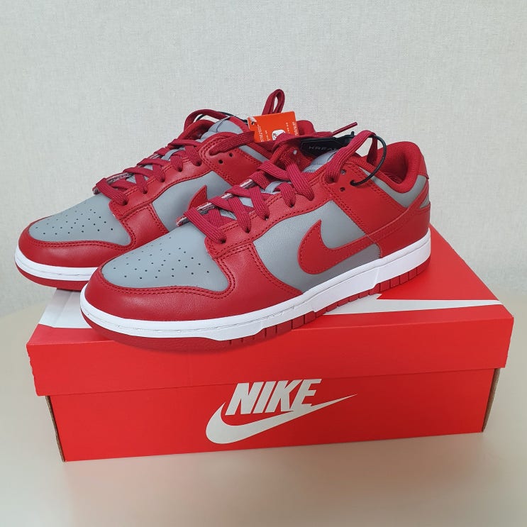  NIKE-DUNK LOW RETRO (Medium Grey)  나이키 덩크 로우 레트로 레드 미디엄그레이 구매 후기! _ 정가품 구별 참고.