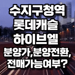  수지구청역 롯데캐슬 하이브엘 분양가, 분양전환, 전매가능여부?
