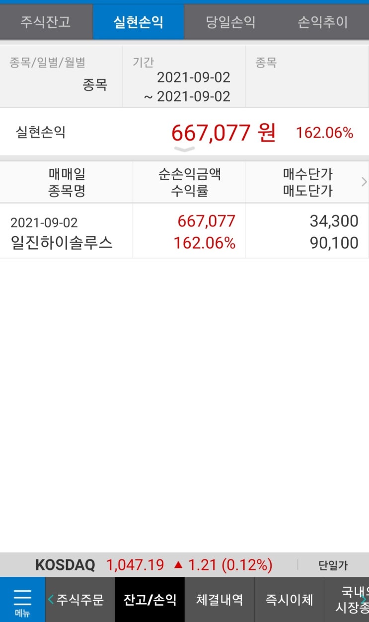  일진하이솔루스 매도.