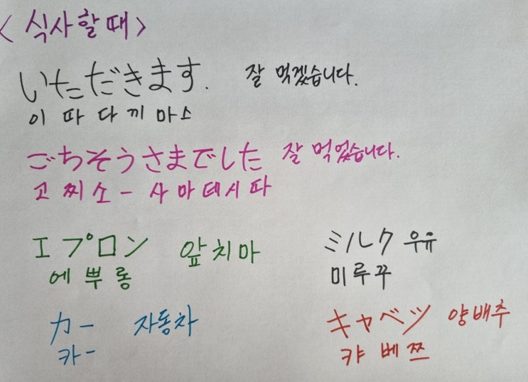 일본어 공부하기 24번째, 식사할때