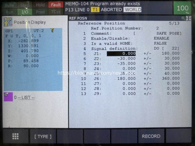 [FANUC] Ref. Pos 기준점 출력 : 네이버 블로그