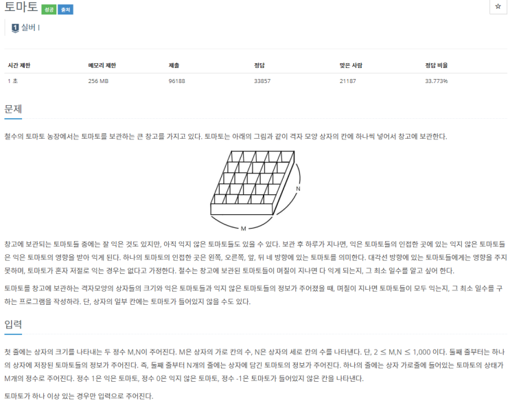  boj_7576_토마토(2차원)