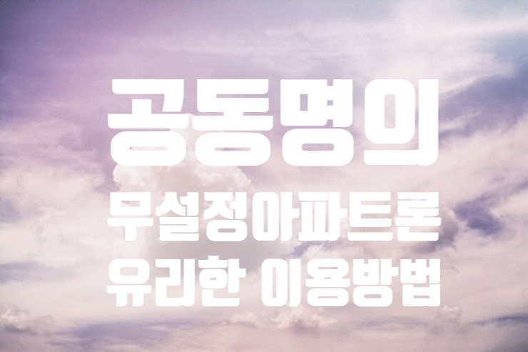  공동명의도 가능한 무설정아파트론 동의없어도 이용할수 있다
