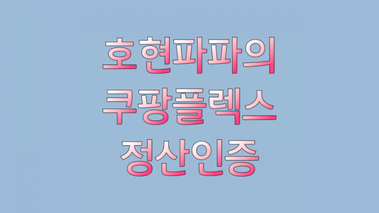  쿠팡 플렉스 정산 인증