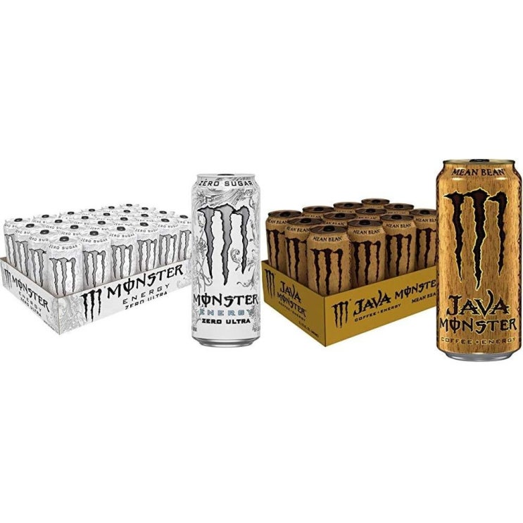 최근 많이 팔린 Monster Energy 몬스터 에너지 드링크 제로 울트라 자바 민 빈 커피 2종세트 각473ml 24팩 443ml 12팩, 1개, 1ml 좋아요