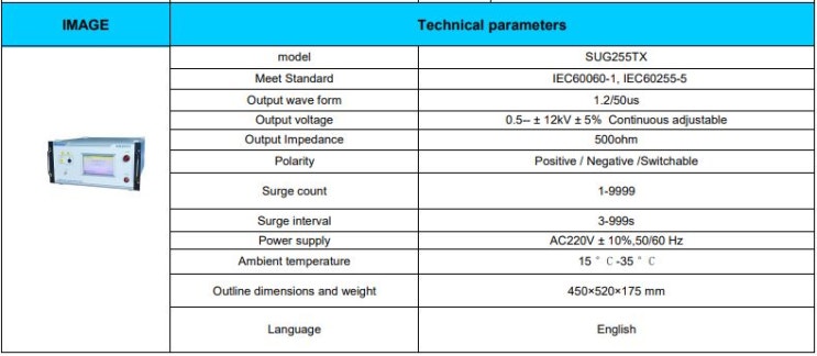  IMPULSE Voltage tester , IEC60060-1 / IEC60255-5 / IEC60384-14 (SUG255TX, SUG384)