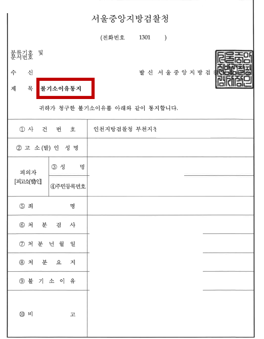  불기소 뜻 및 불기소 처분 의견 결정서 의미는