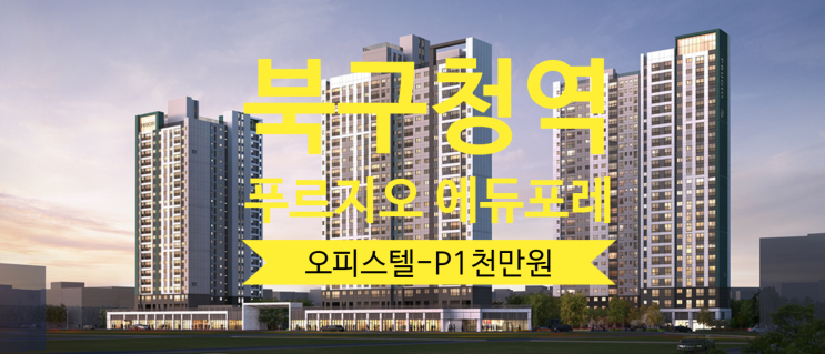  북구청역 푸르지오 에듀포레 오피스텔84B타입 개인사정 -P1천만원있어요
