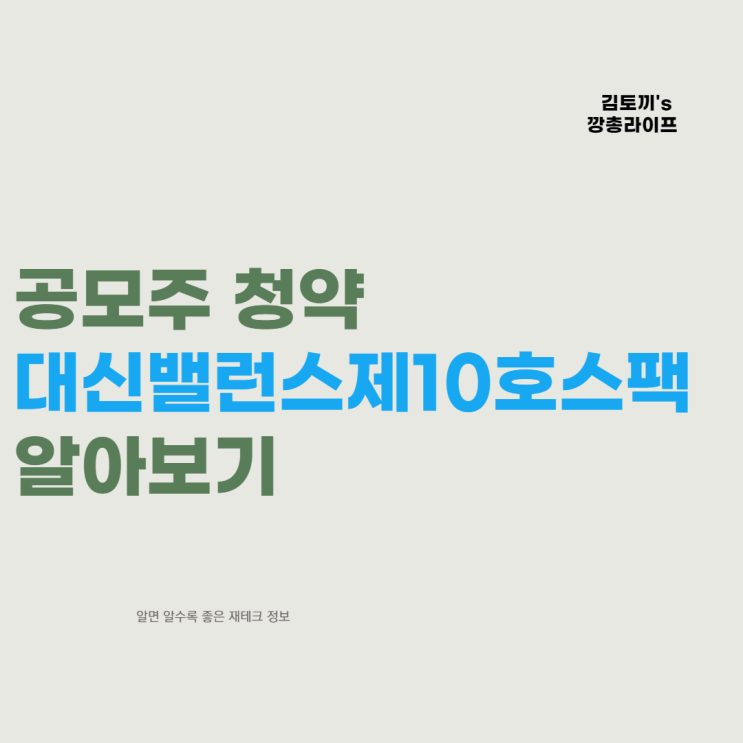  [9월공모주] 대신밸러스제10호스팩 청약의 모든 정보
