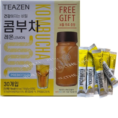 가성비 좋은 티젠 레몬 콤부차 5g X 30스틱 + 보틀 무료 증정 / TEAZEN LEMON KOMBUCHA 30PCS+ FREE GIFT / 건강차 다이어트차, 1번 > 1개 가성비 좋은 티젠 레몬 콤부차 5g X 30스틱 + 보틀 무료 증정 / TEAZEN LEMON KOMBUCHA 30PCS+ FREE GIFT / 건강차 다이어트차, 1번 > 1개