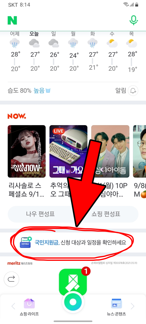  국민 지원금 25만원, 하루 먼저 확인 하는 방법 - 네이버 앱에서  신청하기