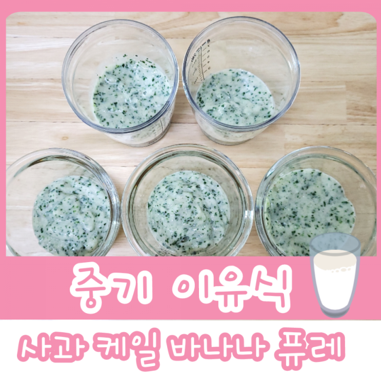  중기 이유식 1단계 - [간식] 사과 케일 바나나 퓨레