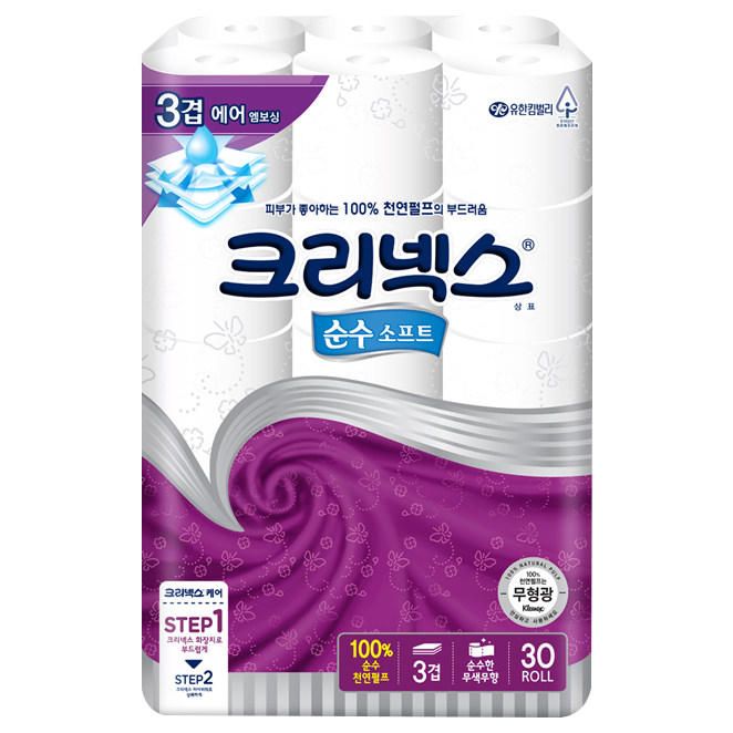 인지도 있는 크리넥스 순수 소프트 천연펄프 3겹 롤화장지 30m, 30롤, 1팩 좋아요 인지도 있는 크리넥스 순수 소프트 천연펄프 3겹 롤화장지 30m, 30롤, 1팩 좋아요