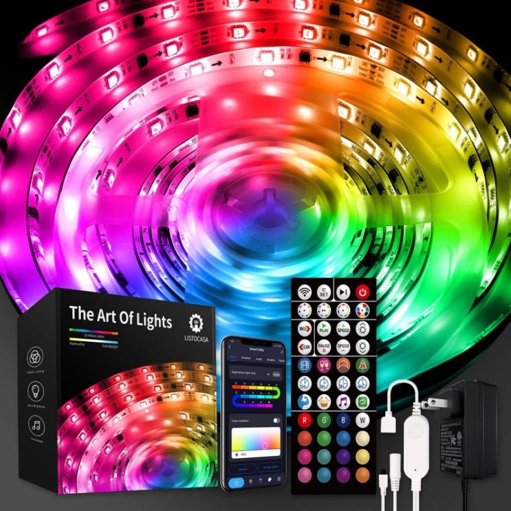 당신만 모르는 미국배송 LISTOCASA 32.8ft RGBIC LED 스트립 라이트 Wi-Fi Wireless Bluetooth App Control Dreamc, 단일옵션 좋아 당신만 모르는 미국배송 LISTOCASA 32.8ft RGBIC LED 스트립 라이트 Wi-Fi Wireless Bluetooth App Control Dreamc, 단일옵션 좋아