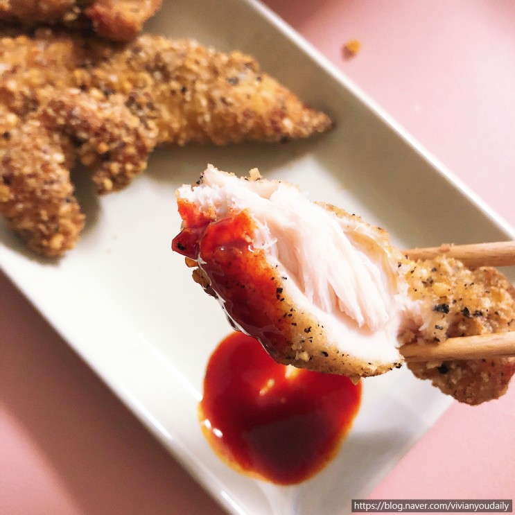 헬린이 닭 맛있게 먹기(단백질식단) 올반 '슈퍼크런치 치킨텐더' feat. 트레이더스 치킨무