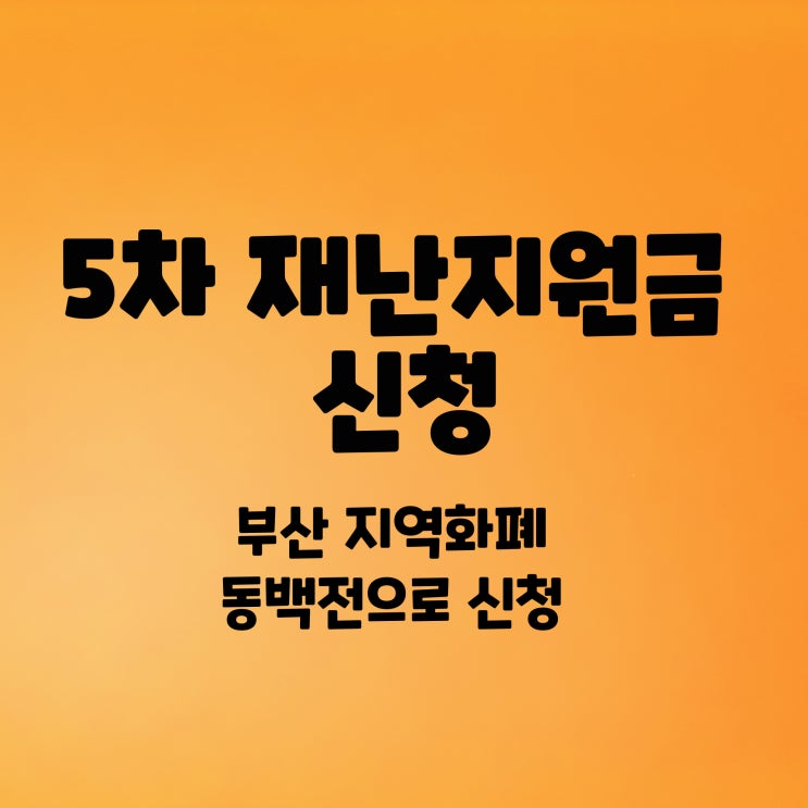 5차 재난지원금 신청 부산 동백전으로 했어요