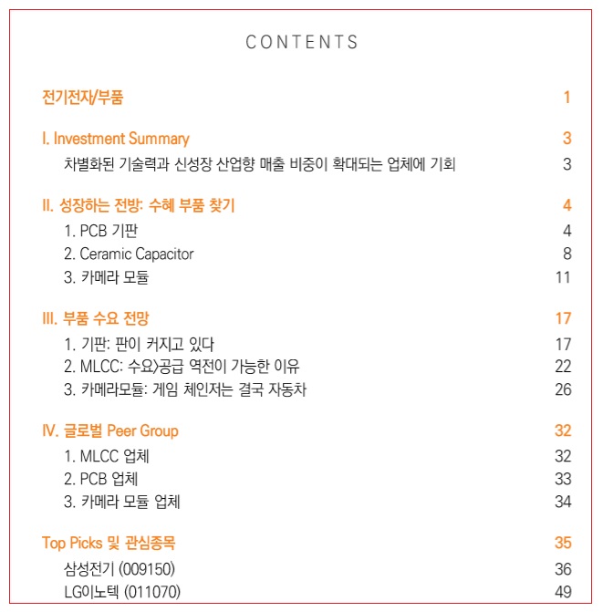 전자부품주는 삼성전기, LG이노텍에 집중 전자부품주는 삼성전기, LG이노텍에 집중