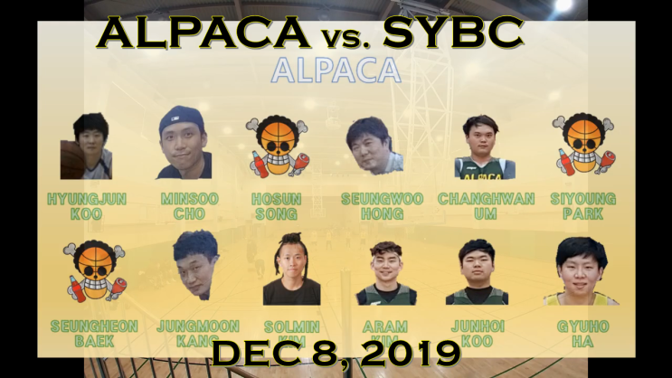  [5대5 실내농구] 2019년 12월 8일 농구경기 알파카 vs SYBC