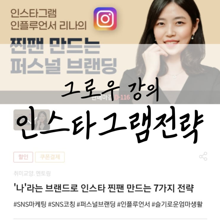 그로우 퍼스널브랜딩 인스타그램강의 슬기로운엄마생활 1인기업 리나님께 전략을 배웠어요!