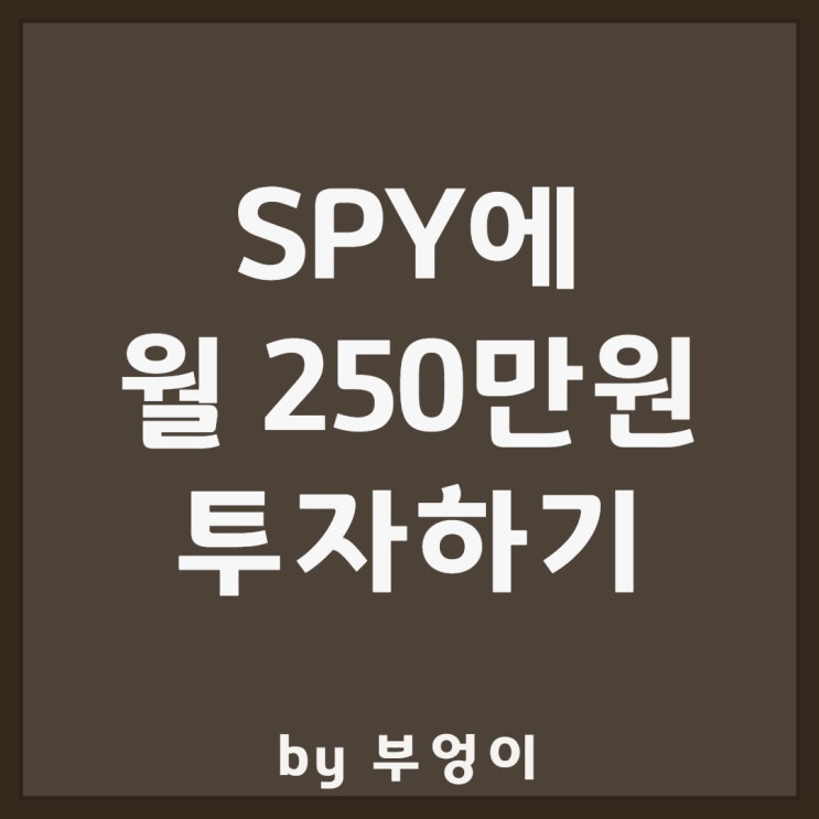미국 ETF - SPY에 월 250만원 투자하기 미국 ETF - SPY에 월 250만원 투자하기